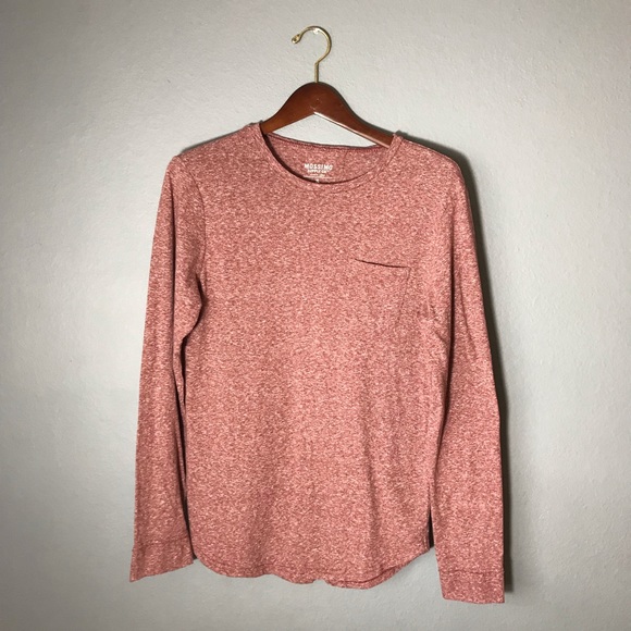 Long Sleeve Heathered Red Pocket Tee - Picture 1 of 2